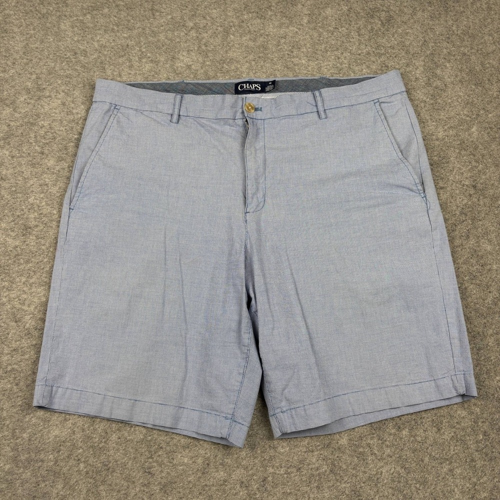 Chaps Shorts Mens 40 Blue White Micro Gingham Stretch Golf Old Money Casual Prep